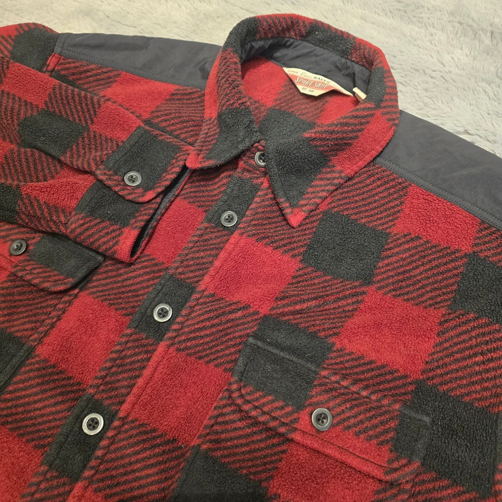 VINTAGE‎ Eddie Bauer Sport Shop Mens XL Fleece Shirt Jacket Buffalo Red Black